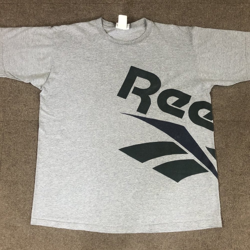 VTG Reebok Wrap Around Graphic T-Shirt Gray Adult XL 80s 90s
